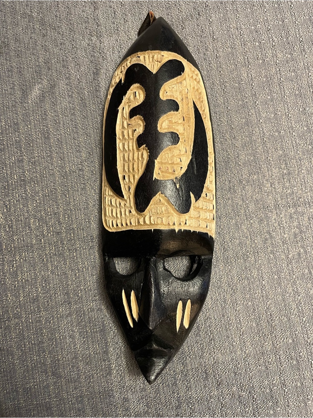 Hand-Carved West African Wooden Wall Mask From Ghana